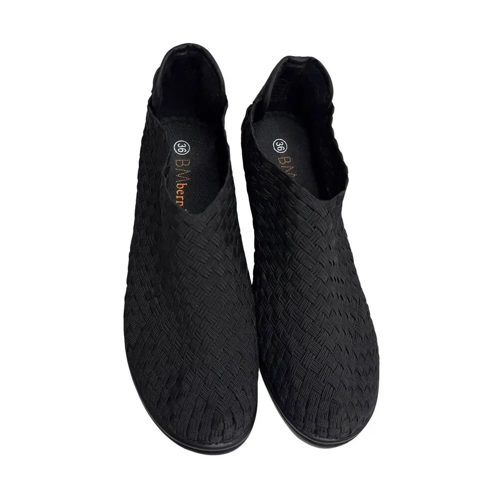Bernie Mev Chesca Woven Shoes Clogs Slip On Heeled Women Black 36 US 5.5 NIB